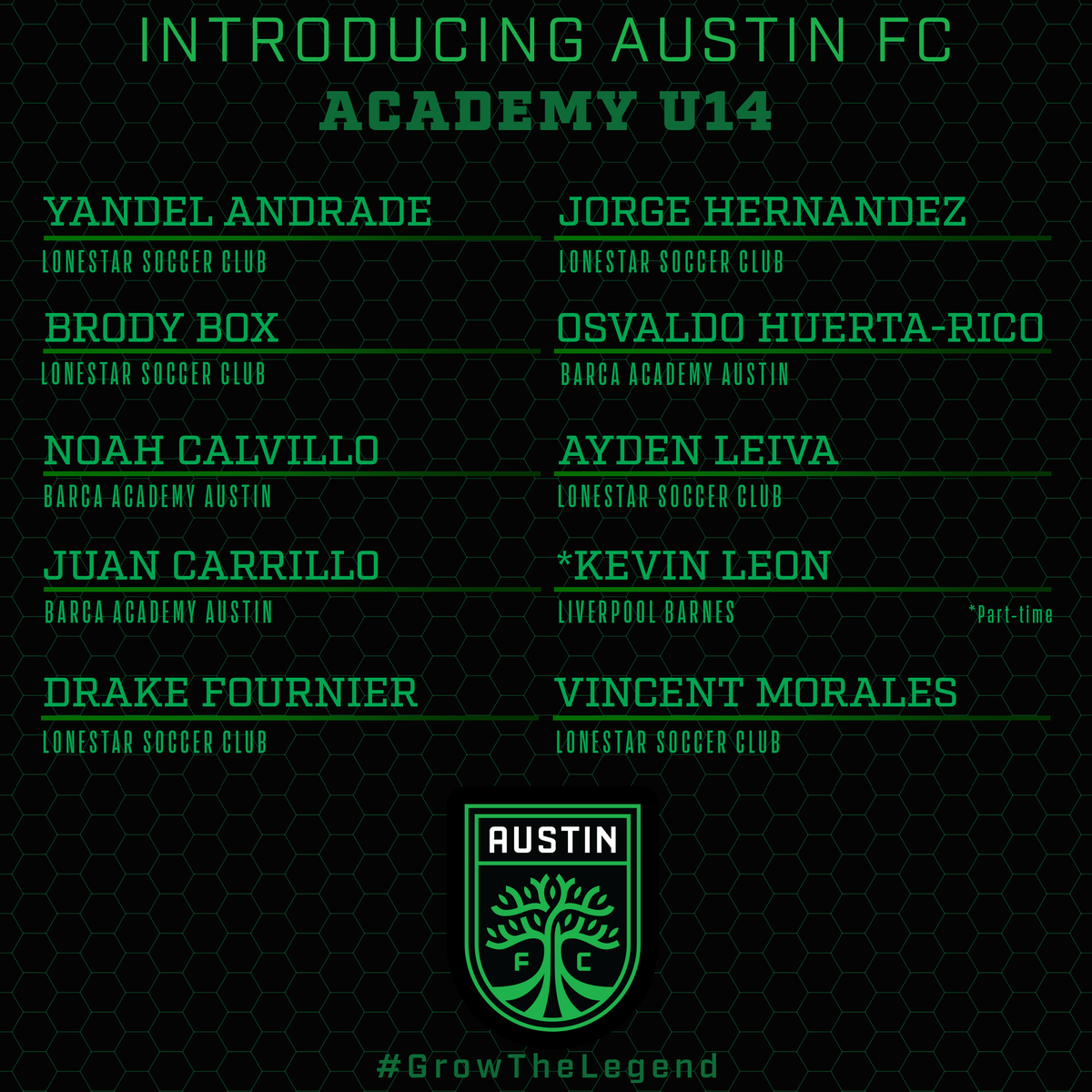 austinfcacademy's tweet image. Proud to announce our first ever U-14 Academy Team. Congratulations, you are officially a part of the #AustinFC journey. 💯

More ➡️ austinfc.com/#news
