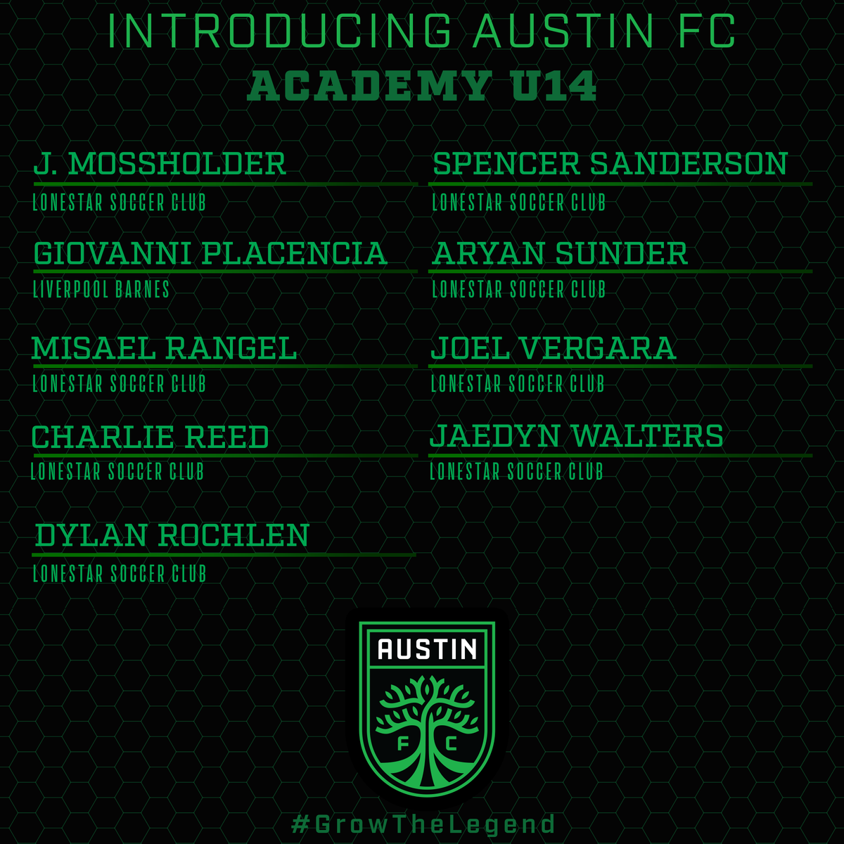 austinfcacademy's tweet image. Proud to announce our first ever U-14 Academy Team. Congratulations, you are officially a part of the #AustinFC journey. 💯

More ➡️ austinfc.com/#news