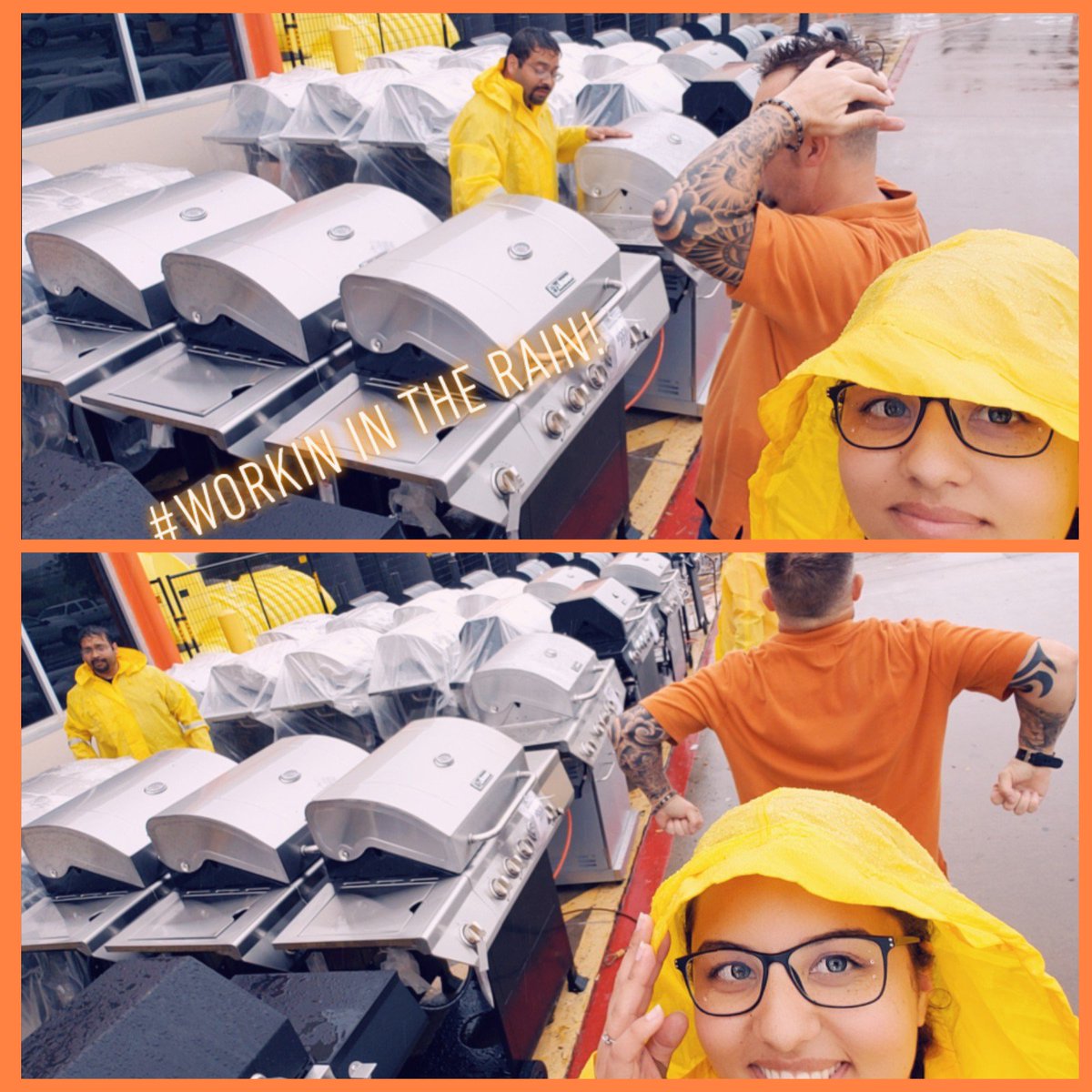 Picture 1.   Met Sup enjoys the selection and price of grills. Brain sees steak in flames. Park knows lunch is going to be late. 
Picture 2.   Park ordered take out.
MET sup going to buy a new grill.
And Brian's shows his outrage at the charcoaled steaks. <a href="/schiff_david/">David Schiff</a>