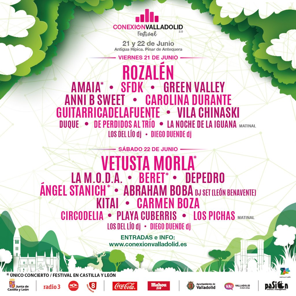 Conexion_Spain's tweet photo. Green Valley | Viernes 21 de junio 00:15h 🎶
#ConexionVaFest19 #Valladolid 
🎟️Entradas en @wegowES 👉 https://t.co/23N8ykK195 

@greenvalleyband #GreenValley #BajoLaPiel #concierto #Festivales2019 https://t.co/OeuN7H2ZX6