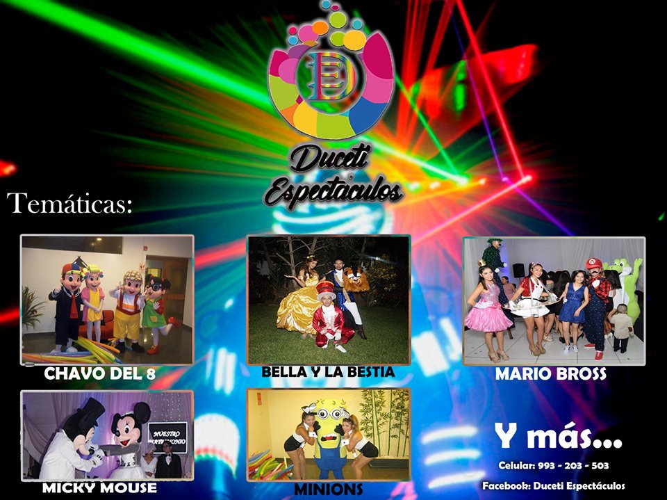 Queremos ser parte de tu día especial, por eso Duceti Espectáculos te ofrece diversas temáticas de hora loca para que tu día se convierta en un día extraordinario.
Informes y cotizaciones: 993 203 503 o escríbenos al inbox 🎉🎈
#DUCETIESPECTÁCULOS
#DUCETILOVER