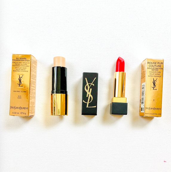 Today's special beauty Twitter giveaway is YSL All-Hours Foundation Stick in "ivory" + Rouge Pur Couture Liptick in "le rouge"! To enter, RT &amp; follow <a href="/davelackie/">dave lackie</a>