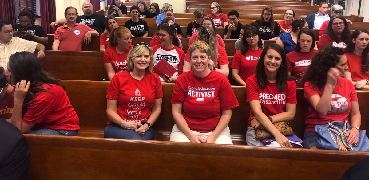Red4edN's tweet photo. Showing RED at the 2nd reading of the MNPS budget at metro council! #RED4ED #funditcityschools @MetroSchools @MayorBriley @GovBillLee https://t.co/Oo87oqMLqu
