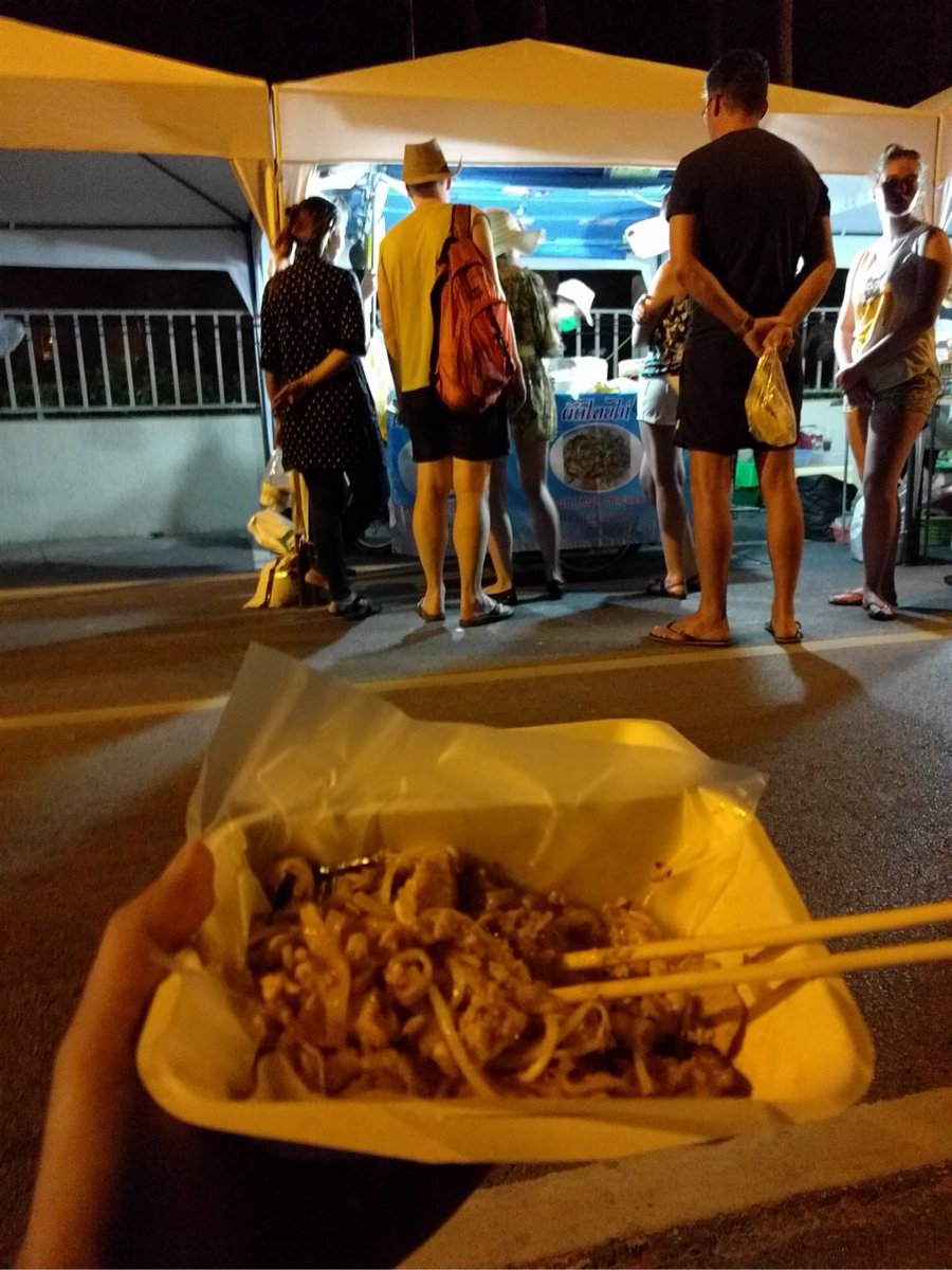 hattedtraveller's tweet photo. Street food: Pad Thai by Kata beach. We stumbled upon a local street food market in the evening. We ordered a fantastic Pad Thai noodles from this lovely vendor. https://t.co/bLvwxuQD0q