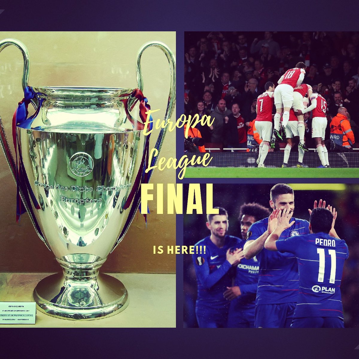 LondonFootyNet's tweet photo. The day is here!!! Most important London derby in the last decade!!! Who will lift the Europa League trophy tonight? Arsenal or Chelsea? Baku?!?!... London is ready!!!

#UELfinal #Chelsea #EuropaLeagueFinal2019 #Arsenal #CHEARS #Baku https://t.co/LhcBAkcMy3