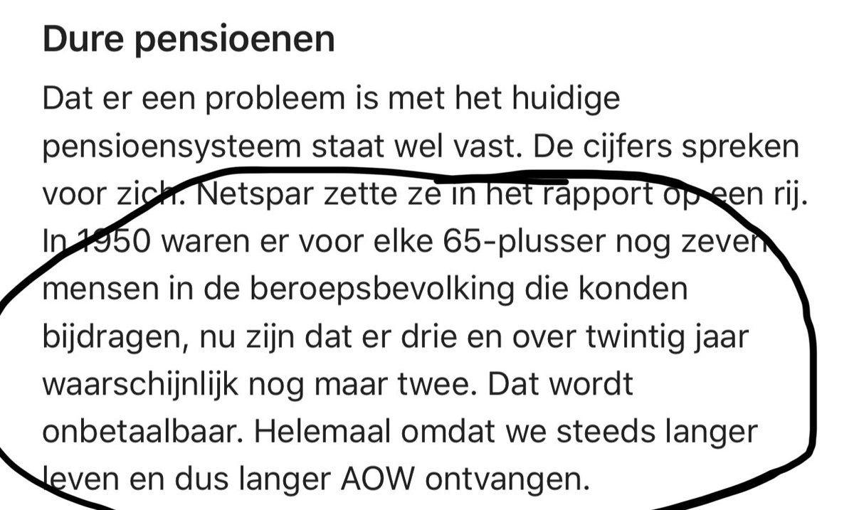 merijnboot's tweet image. Dat langer AOW ontvangen zit dus al meegenomen in die daling van 7 naar 2 werkenden per 65+ er. #funwithstats