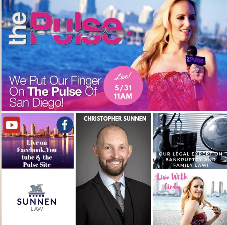 SunnenLaw's tweet photo. I’m excited to speak with all #ThePulseSD viewers Friday. #LivewithCindy #SunnenLaw #SanDiego https://t.co/sa4BxdPVtQ