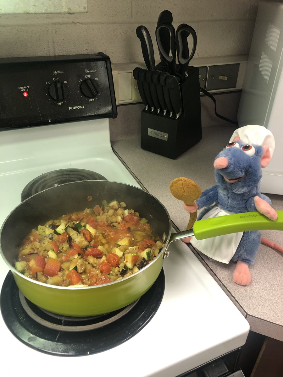 CulinaryWitman's tweet photo. It’s Ratatouille day in Culinary 1! #SayYesToFCS #lastlab @ConradWeiserHS https://t.co/1DR11r9pT8