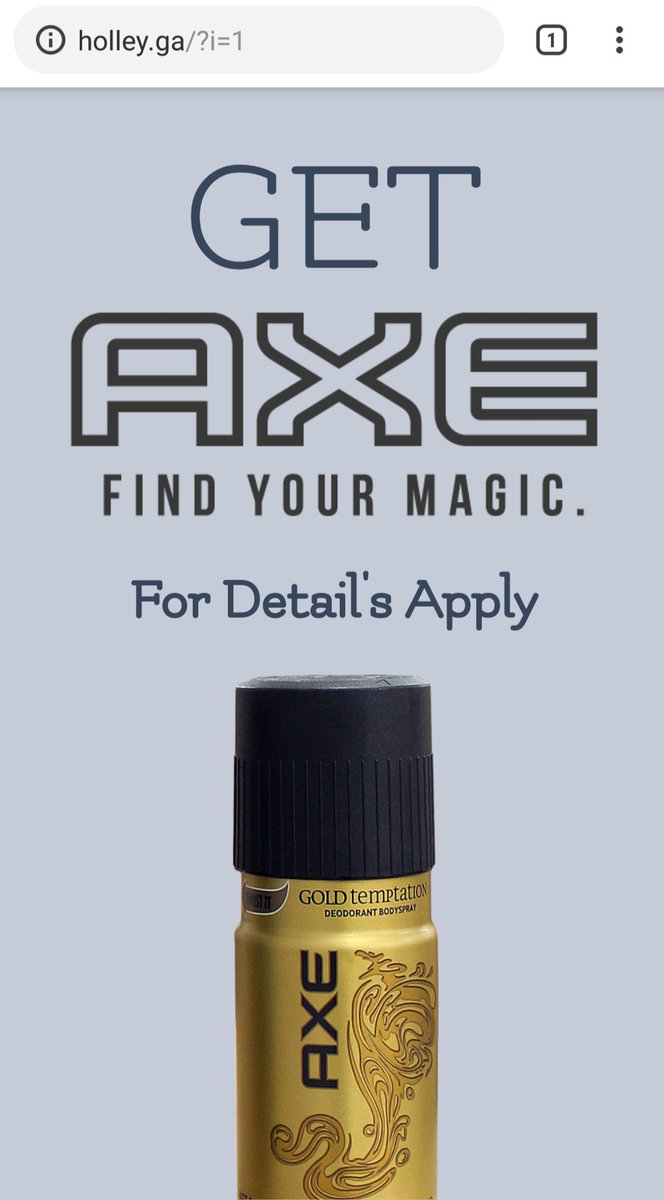 Get AXE Deodorant free for United States People Only...

Just click holley.ga