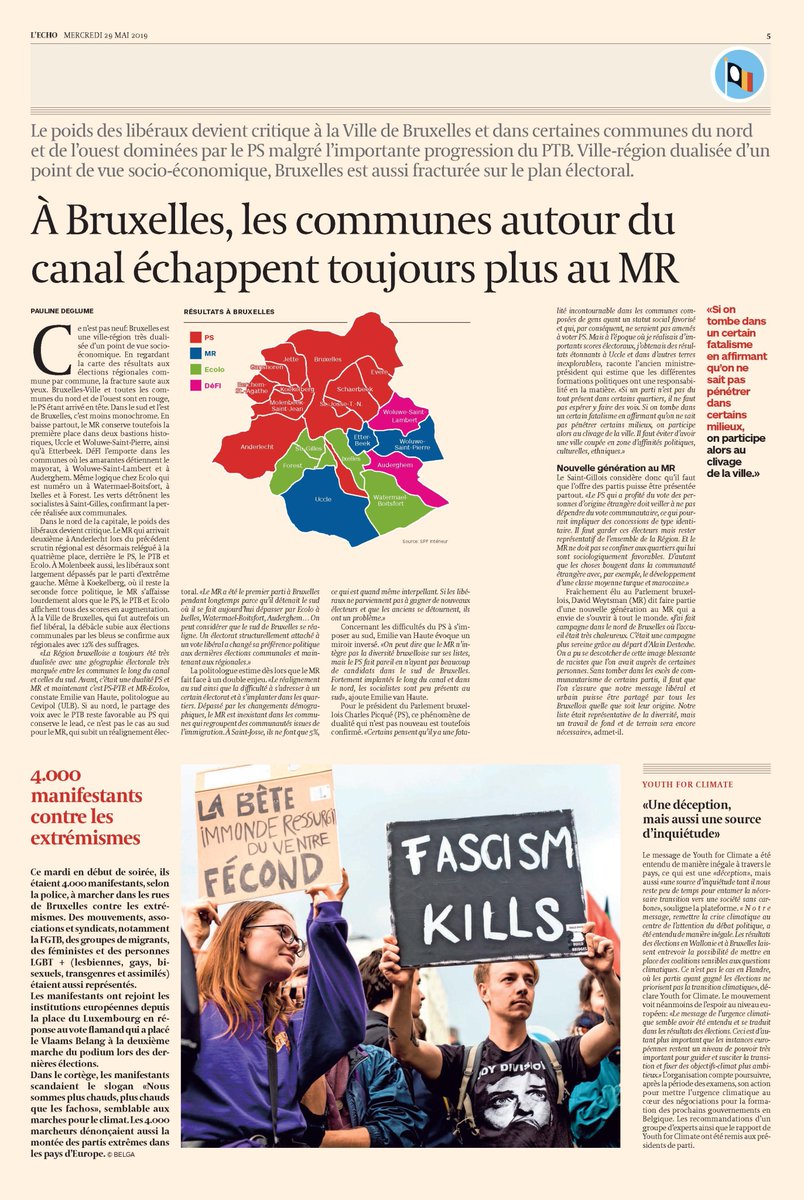 SciencePoULB's tweet photo. [Media] 'A #Bruxelles, les communes autour du canal échappent toujours plus au MR', une interview d'@Emilie_vanHaute, Professeure à @SciencePoULB (#Cevipol), pour L'Echo #BE2605 #BE2019 #BXL2019 https://t.co/hdQFWnNTmq