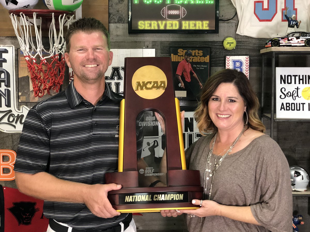 zlotsports's tweet photo. Much thanks to @FloridaTechWG coach @CoachSaltmarsh for bringing the @NCAADII #NationalChampionship trophy into the @321sportscast studio. Coach &amp; I had a great interview about #LadyPanthers title run &amp; the emotional roller coaster his team has been on. Will air tomorrow night. https://t.co/cPzY8wC9e0