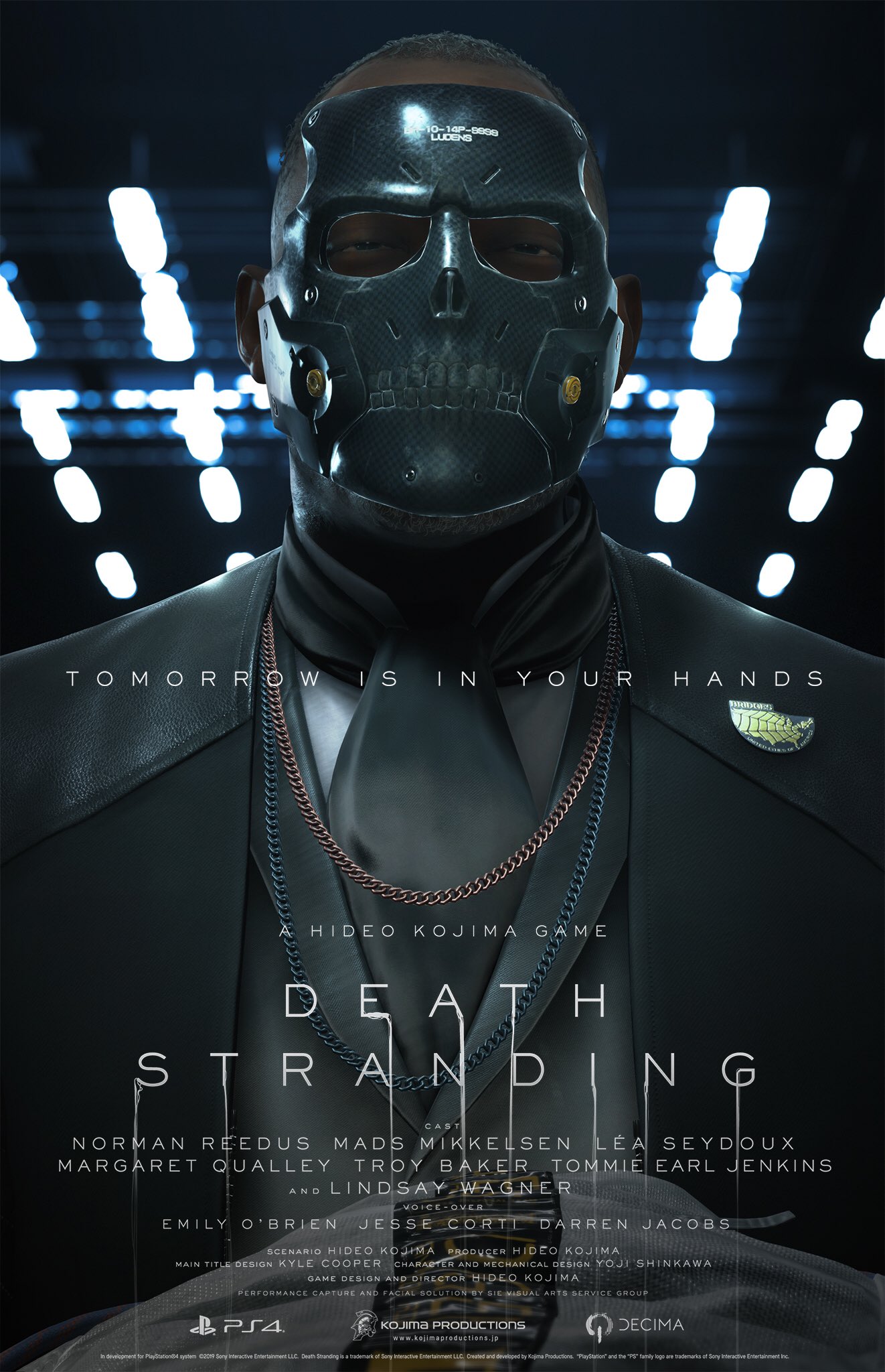 The trademark gold mask of Troy Baker in the Death Stranding