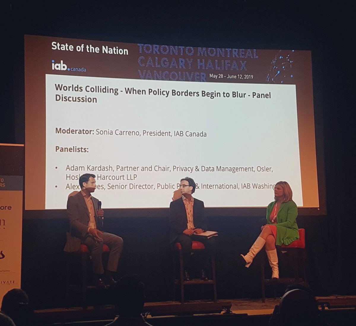 alexpropes's tweet photo. Congratulations to @iabcanada for organizing a tremendous State of the Nation Toronto event! I thoroughly enjoyed my conversation with Sonia Carreno and Adam Kardash on int’l privacy developments https://t.co/rkg5Yy8KEJ