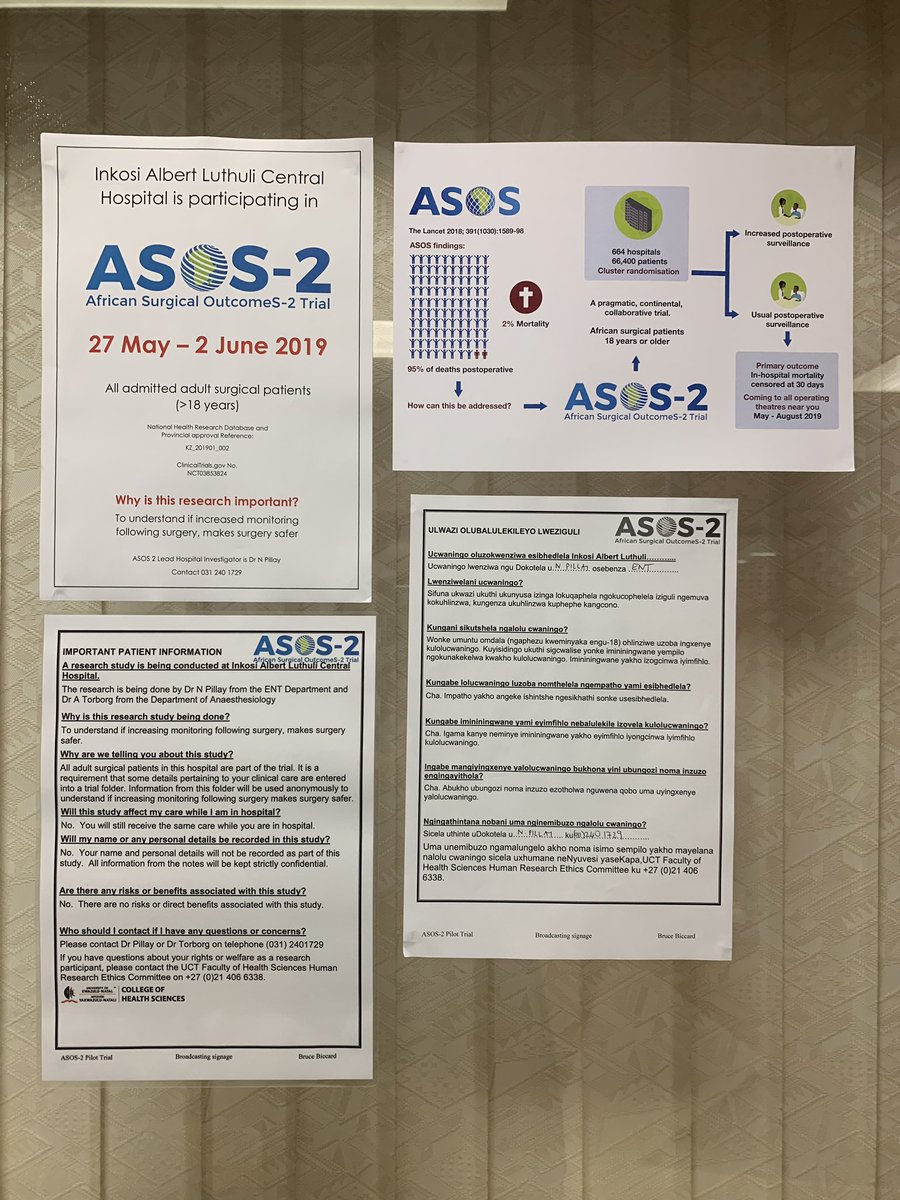 Alexandra Torborg (@alex_torborg) on Twitter photo 3 days ASOS-2 recruitment @ IALCH. Thanks Thuli, Nivashen & Belinda, & all the investigators for the hard work & help. We had a visit from Lucy today - useful to help improve implementing intervention <a href="/WFSA_ASOS2/">WFSA Research Fellow</a> <a href="/BruceBiccard/">Bruce Biccard</a> @rupert_pearse <a href="/AfricanSOS/">APORG (African Perioperative Research Group)</a> <a href="/_tim_stephens/">tim stephens</a> <a href="/LeonALIVE/">Leon du Toit</a> 3 days ASOS-2 recruitment @ IALCH. Thanks Thuli, Nivashen & Belinda, & all the investigators for the hard work & help. We had a visit from Lucy today - useful to help improve implementing intervention <a href="/WFSA_ASOS2/">WFSA Research Fellow</a> <a href="/BruceBiccard/">Bruce Biccard</a> @rupert_pearse <a href="/AfricanSOS/">APORG (African Perioperative Research Group)</a> <a href="/_tim_stephens/">tim stephens</a> <a href="/LeonALIVE/">Leon du Toit</a>