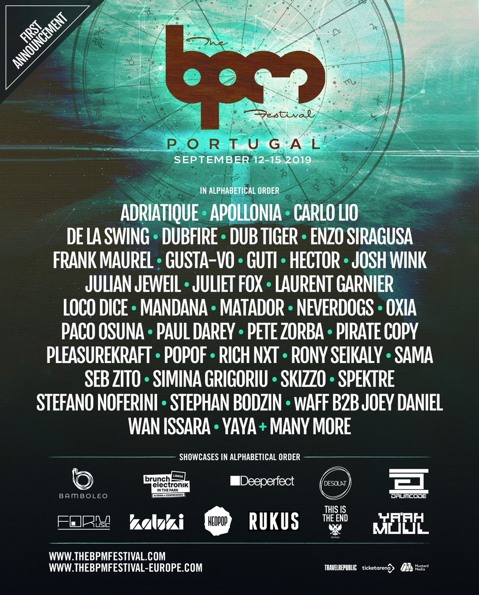 🇵🇹🌴FIRST ARTIST &amp; SHOWCASE ANNOUNCEMENT IS HERE! 🇵🇹🌴

Get ready for The BPM Festival: Portugal 2019 💃🌞
thebpmfestival-europe.com

RT to WIN 4x VIP festival passes, backstage access and a €250 bar tab!