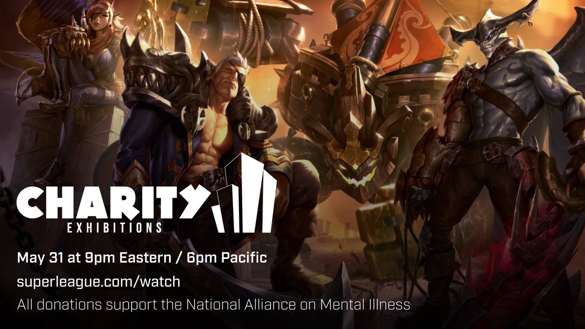 JoinSuperLeague's tweet image. We're so happy to welcome our #LeagueOfLegends Charity Exhibitions players @JohnnyJunkers, @LiquidKen, CJ Pringle, @notquitefrodo, @peihgee, @RinTheYordle, @SkyshockGG, @_TiffanyWitcher, @Riotswimbananas, and @milynnsarley! Support them and @NAMICommunicate this Friday! ⬇️