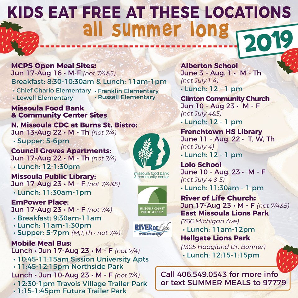 _parentingplace's tweet photo. For all those that need it here is a list of places serving free food to kids throughout the Missoula area. https://t.co/eJJOBD6JpC