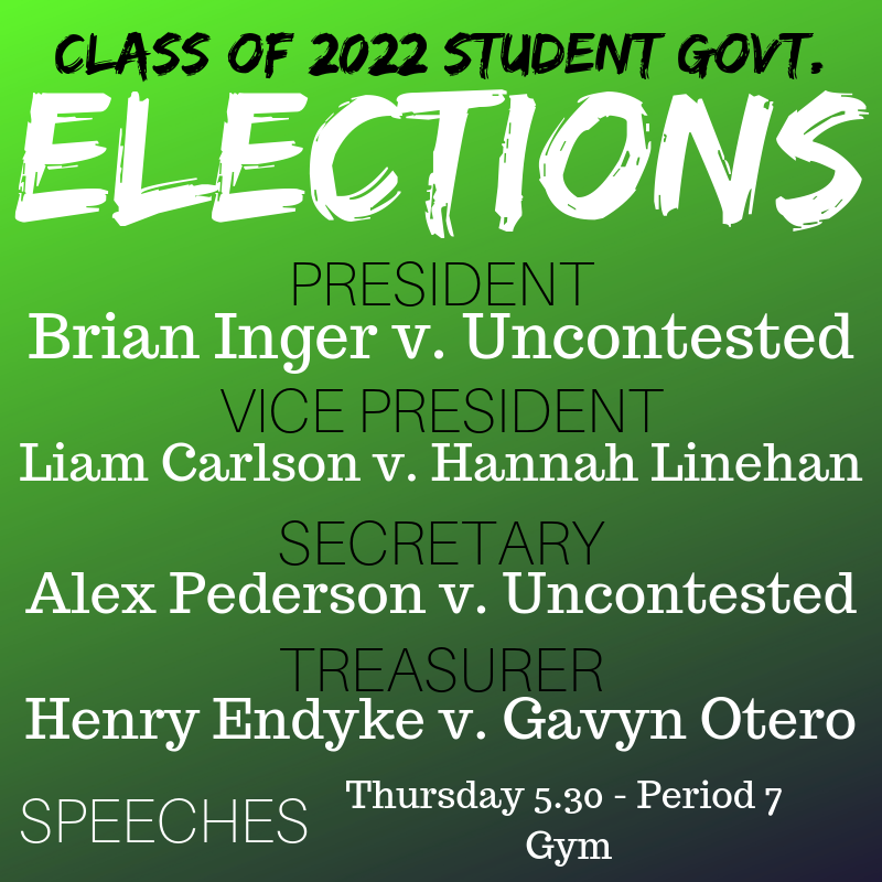 PentucketStuCo's tweet photo. CLASS OF 2022! 

❍ Speeches: Thursday 5.30, Gym
❍ Elections: Friday 5.31, Homeroom https://t.co/RpF5uhLfxk