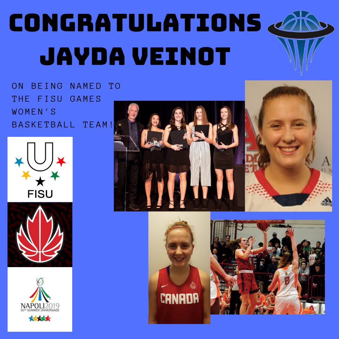 BasketballNS's tweet photo. Congrats to Alex Carson, Jayda Veinot and Hannah Brown on being named to the @CanBball @FISU Basketball teams travelling to Napoli, Italy!🇨🇦 https://t.co/RF0DuTaX4g