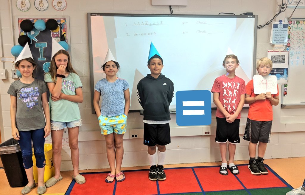 Is it still called "hands" on equations if you're using your whole body? Our class got up and moving today and acted as our x's and stars to solve some level ll equations! <a href="/AACPS_PK5Math/">AACPS PK-5 Math</a> <a href="/PtPleasantAACPS/">PtPleasantAACPS</a> #AACPSAwesome