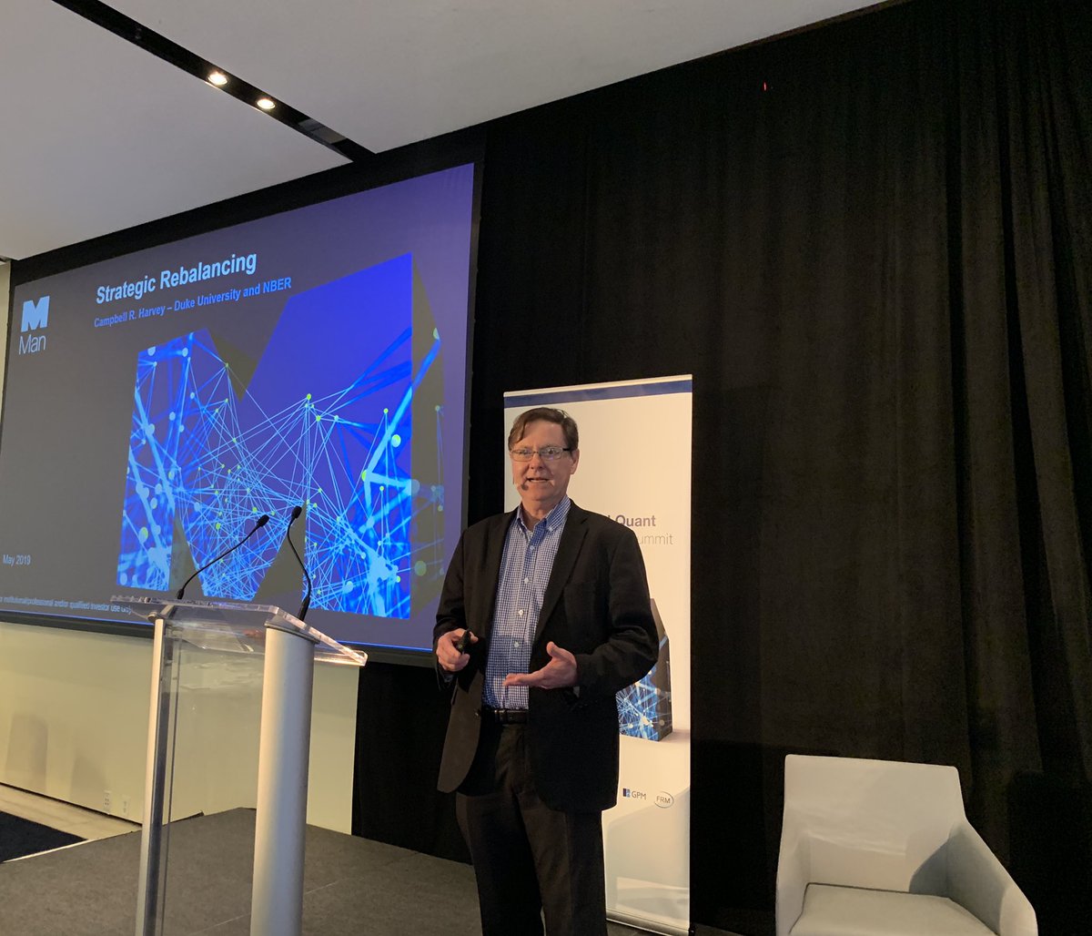ManGroup's tweet photo. “Portfolio rebalancing is an active strategy that is poorly understood, and that may lead to greater drawdowns,” says @camharvey. #ManQuantSummit https://t.co/WcRUhgebxe