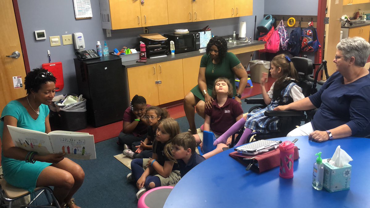 We love when Mrs. Husted reads to us on Wednesday’s! Sad that this is our last story time with her before summer break. #ALLinEWA