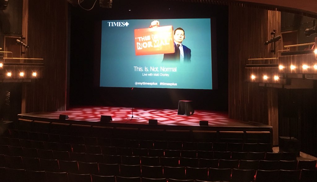 The stage is set. Doors are now open. Our very own @MattChorley is ready to tell 500 Times subscribers why This. Is. Not. Normal @MyTimesPlus #timesplus