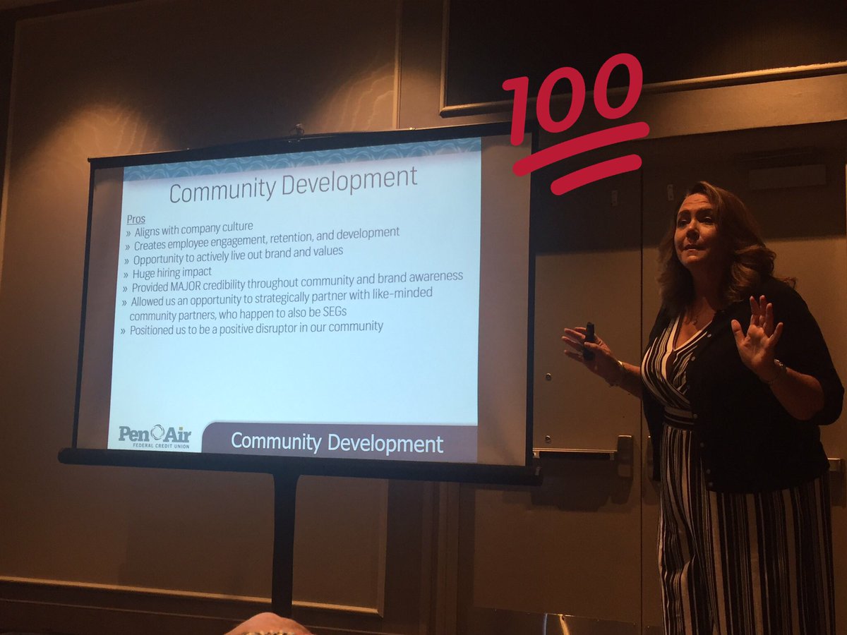 macassociation's tweet photo. Changing the face of Bus Dev! Community + Generosity = Communerosity @PamHatt with @PenAirFCU #CUatMAC #MACNOLA https://t.co/Kw5dww2T8n