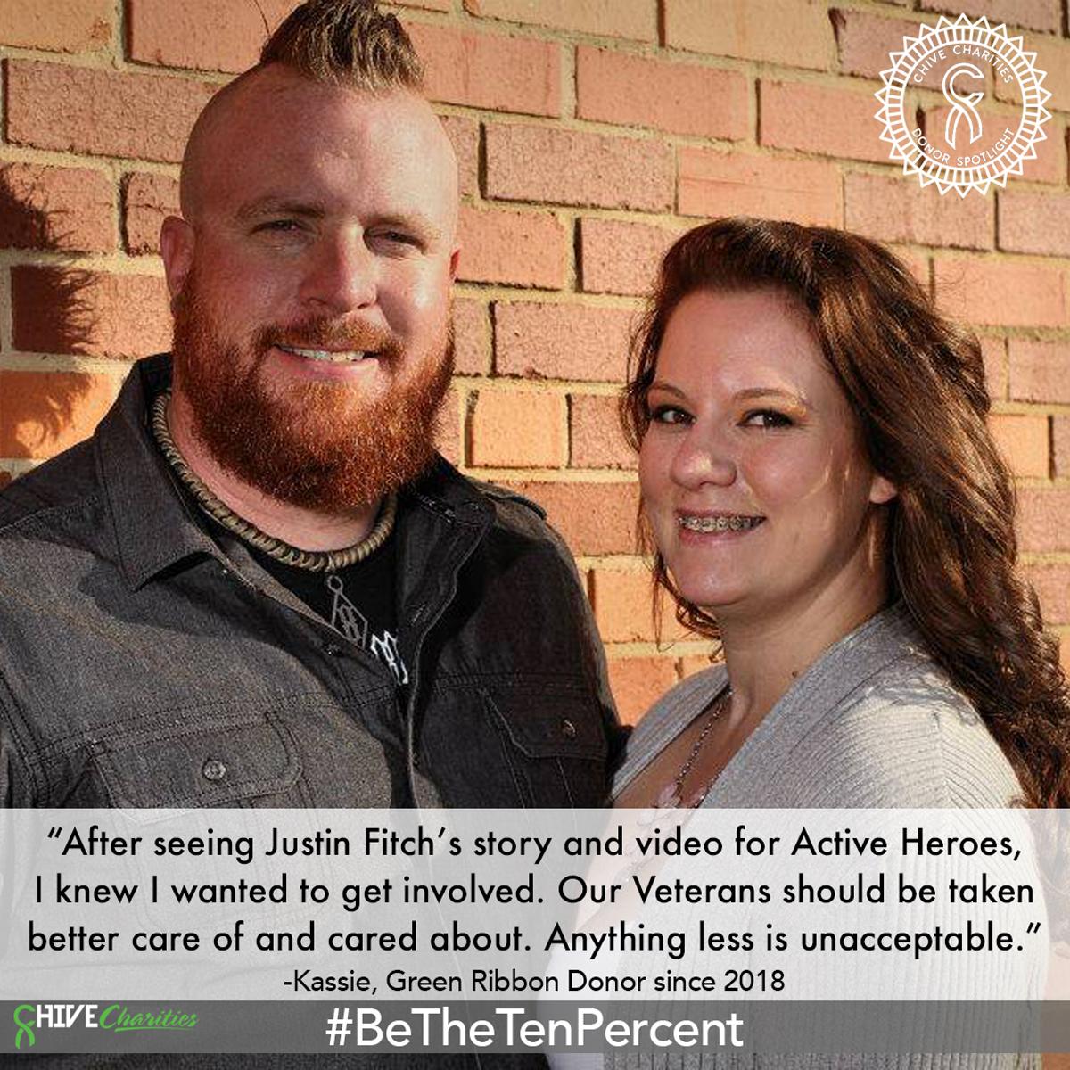 Justin Fitch's story first made her take notice - but for Kassie, making the world 10% happier doesn't stop at just being a Green Member. She devotes herself to volunteering within her community and champions every kind of Underdog (especially the pitbull kind).

#BeTheTenPercent