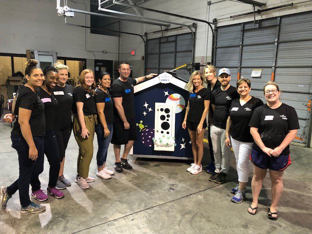 Wolfspeed's tweet image. Last week, @Cree proudly participated in @durhamhabitat&apos;s Playhouse Program. We’re grateful for the opportunity to bring a playhouse to life, and offer it to such a well-deserving organization in our community – @SAFEchildNC! #lovethyneighbor #PoweringOurCommunity