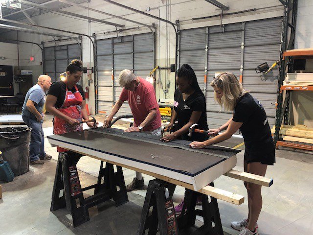 Wolfspeed's tweet image. Last week, @Cree proudly participated in @durhamhabitat&apos;s Playhouse Program. We’re grateful for the opportunity to bring a playhouse to life, and offer it to such a well-deserving organization in our community – @SAFEchildNC! #lovethyneighbor #PoweringOurCommunity