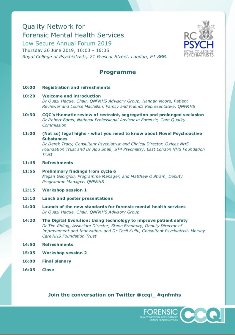meggeorgiou's tweet image. Missed out on the MSU forum last week? Join us at the #lowsecure forum on 20 June. Limited places so get booking! #QNFMHS rcpsych.ac.uk/improving-care…
