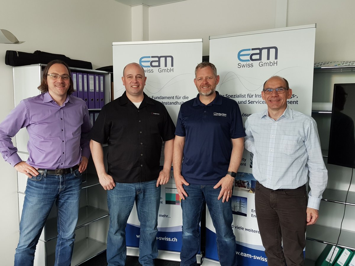 EamSwiss's tweet photo. Great meeting today with Aaron and Graham about a successful partnership between EAM Swiss and Interloc Solutions. @interloc_maximo @EamSwiss https://t.co/m1wupLuI6a