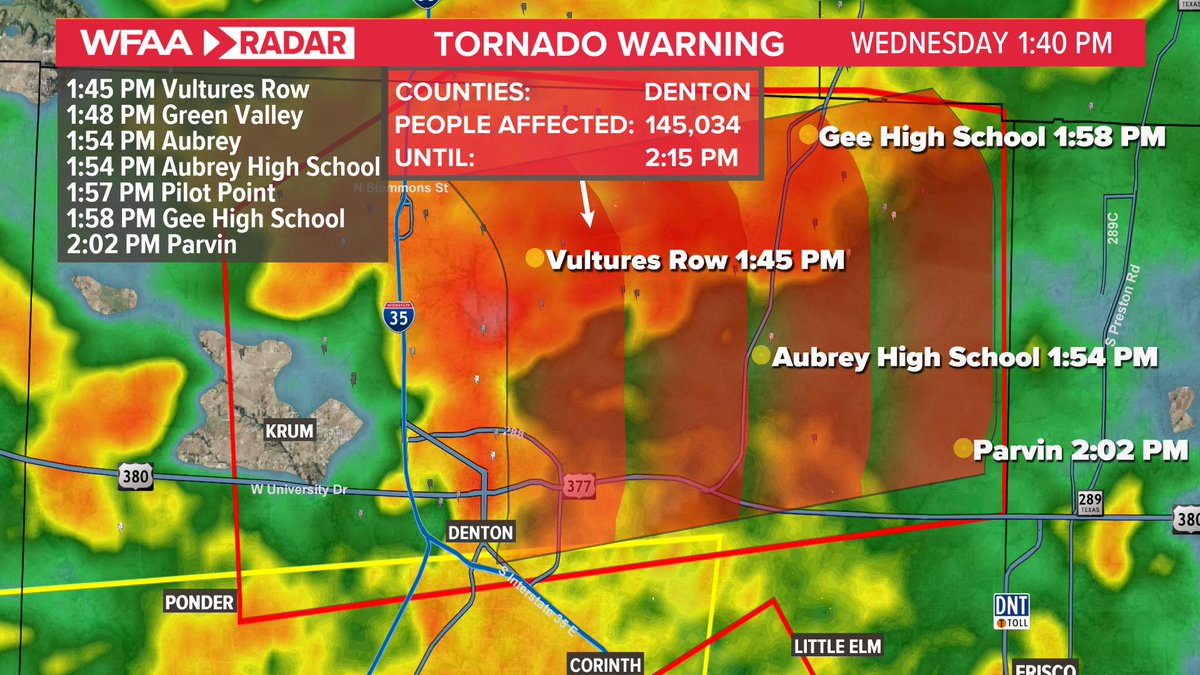 Denton County TORNADO WARNING in Denton County. If you are in the path of this st...