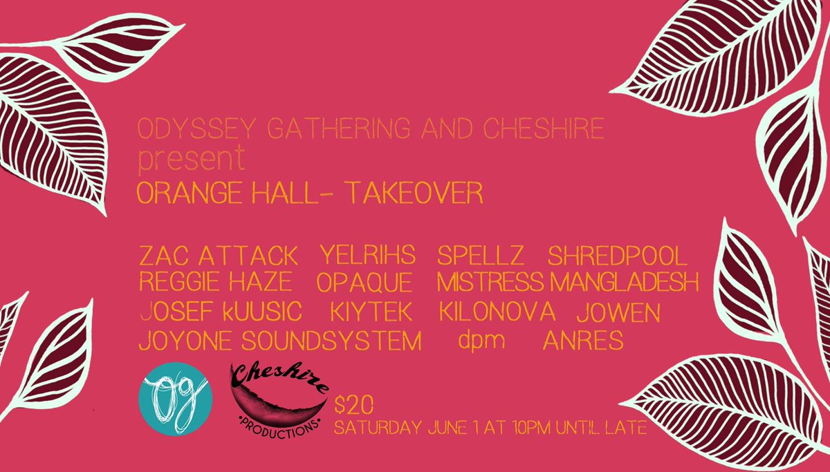 KILONOVAsound's tweet photo. 🍊 Orange Hall Takeover presented by Odyssey Gathering and Cheshire! This Sat Jun 1 at 10pm! Gonna be a good time with lots of awesome DJ talents 😁 I'm on at 11pm playing some new originals ..hope to see you on the dancefloor! 🧡🧡🧡
#odysseygathering #bassyboomboom #yegevents https://t.co/3ALWfoHy5U
