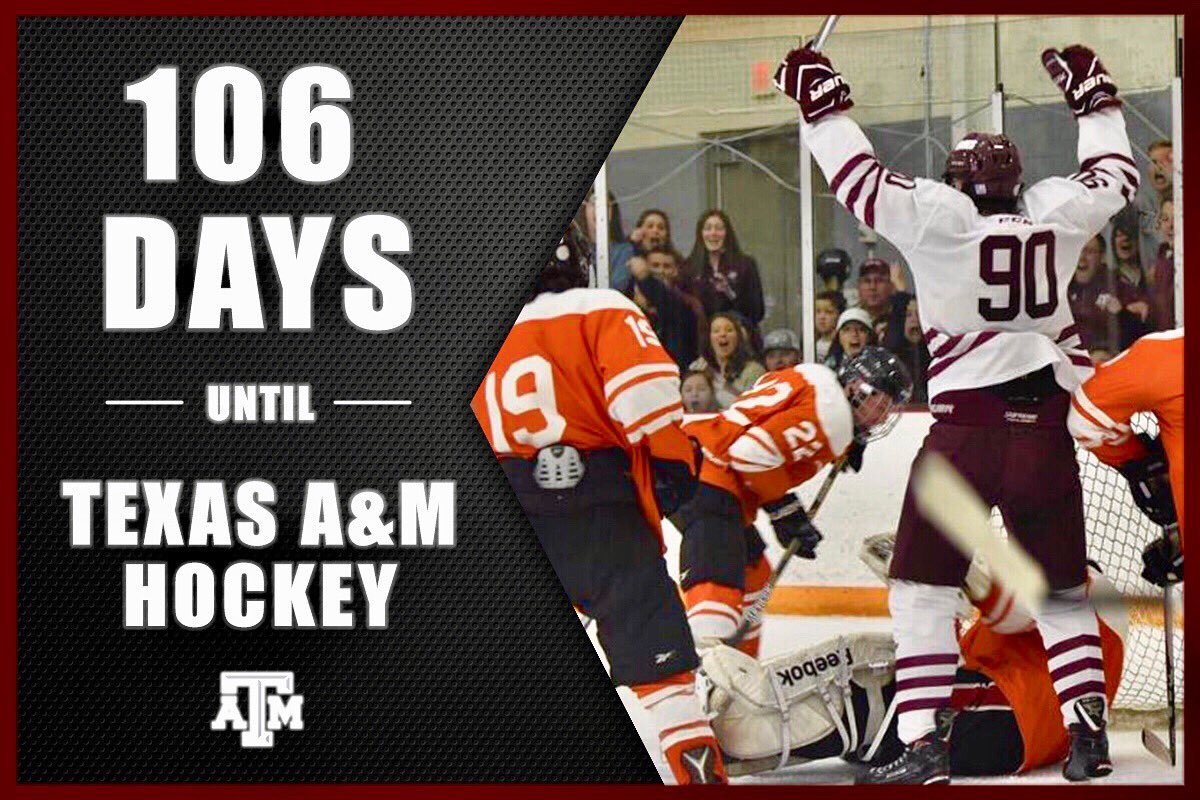 tamuicehockey's tweet image. Only 106 days left of TAMU Hockey withdrawal #IsItSeptemberYet