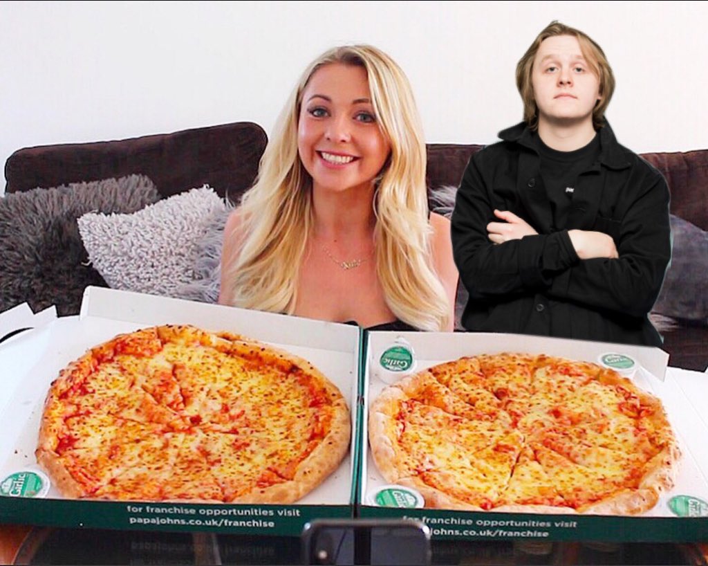 KateOvens's tweet photo. I have just done a new video of 2 XXL Papa Johns Pizza Challenge. I desperately want to do a challenge against @LewisCapaldi - do you think you’d be up for it?? 🍕🍕🍕🍕🍕🍕 https://t.co/bSN9w984f3
