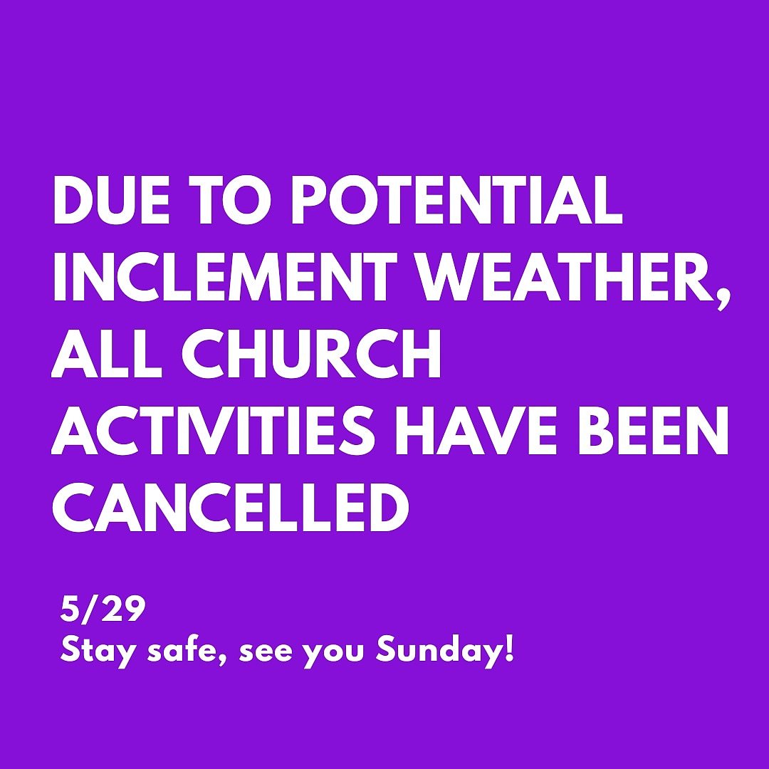 FBCPlano's tweet photo. All Wednesday night activities tonight have been cancelled. Stay safe, see you Sunday! https://t.co/HInjZ70bV2