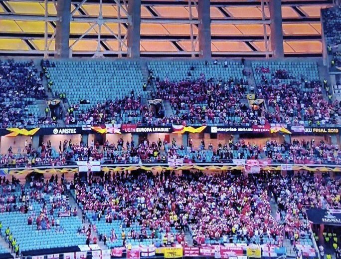 Travel thousands of miles and spend a lot of money to watch your team in a European Final and this is the view you get? #Baku #UEFAEuropaLeagueFinal #uefatookabung #ticketallocation