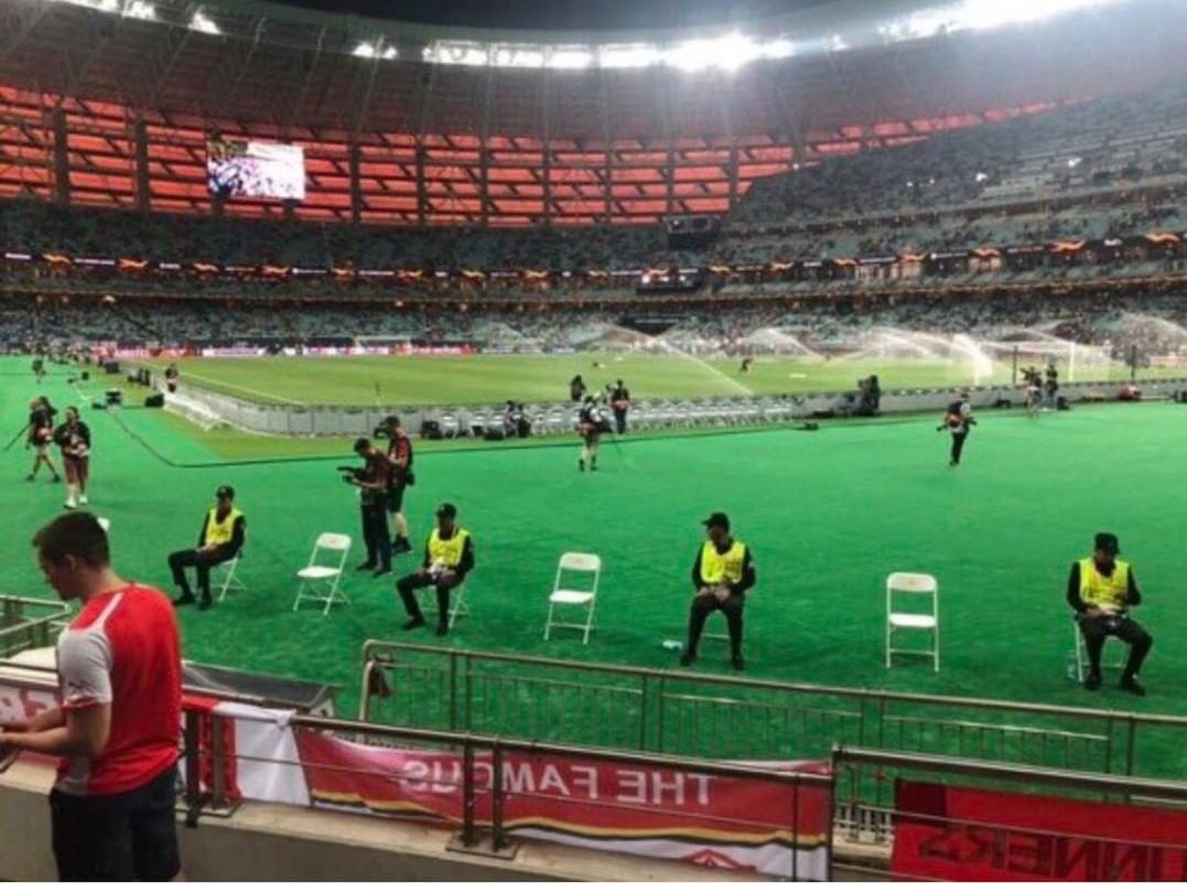 ukfootballflags's tweet photo. Shocking decision to have the final in Baku!! 

Poor view, poor atmosphere, fans chants sounding very non English!! 

Proper Fans been let down by uefa!! 

This game could have been something else in a different location closer to home!! #BakuFinal #EuropaLeague2019 https://t.co/xUHEWktXsK