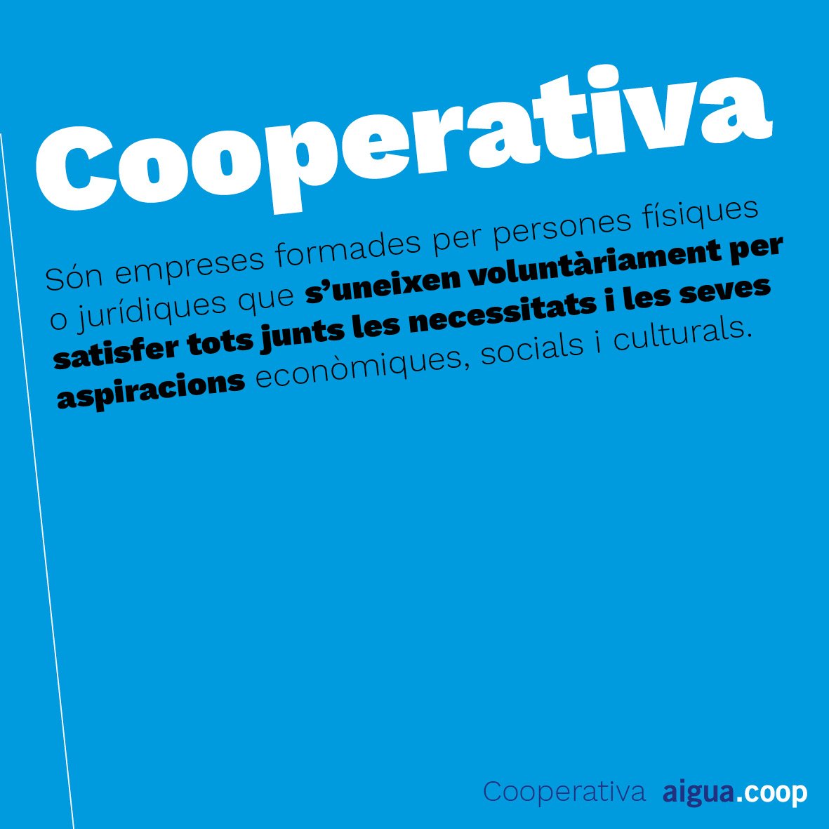 🔵👥 JUNTS PEL BÉ COMÚ | Saps ben bé què és una #cooperativa? Som un grup de persones que ens hem unit voluntàriament per lluitar per un bé comú i unes aspiracions que compartim: socials, econòmiques o culturals. I tu, t'apuntes a l'#economiasocial?