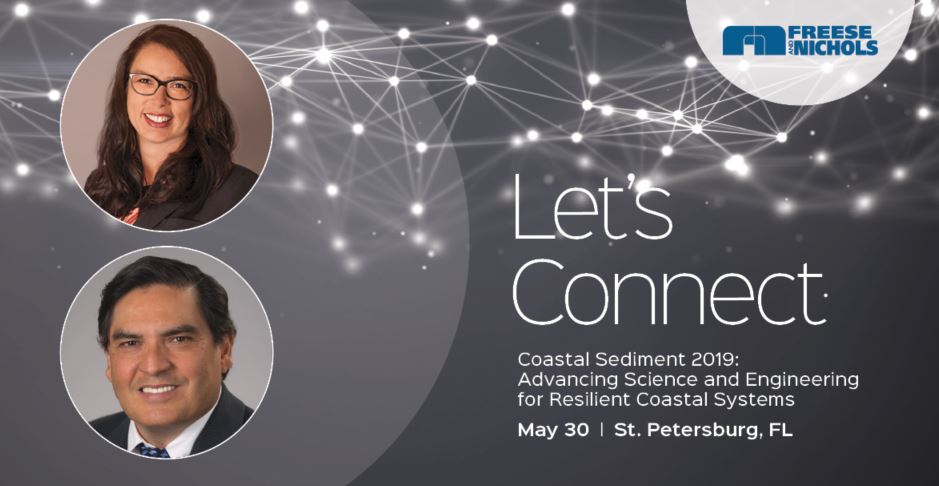 FreeseNichols's tweet photo. Connect with our team at the #CoastalSediments 2019 Conference in #Florida and catch one of their presentations. See our full #CS2019 conference schedule here: https://t.co/3vKE4tXJhR https://t.co/DJkD1TCr31