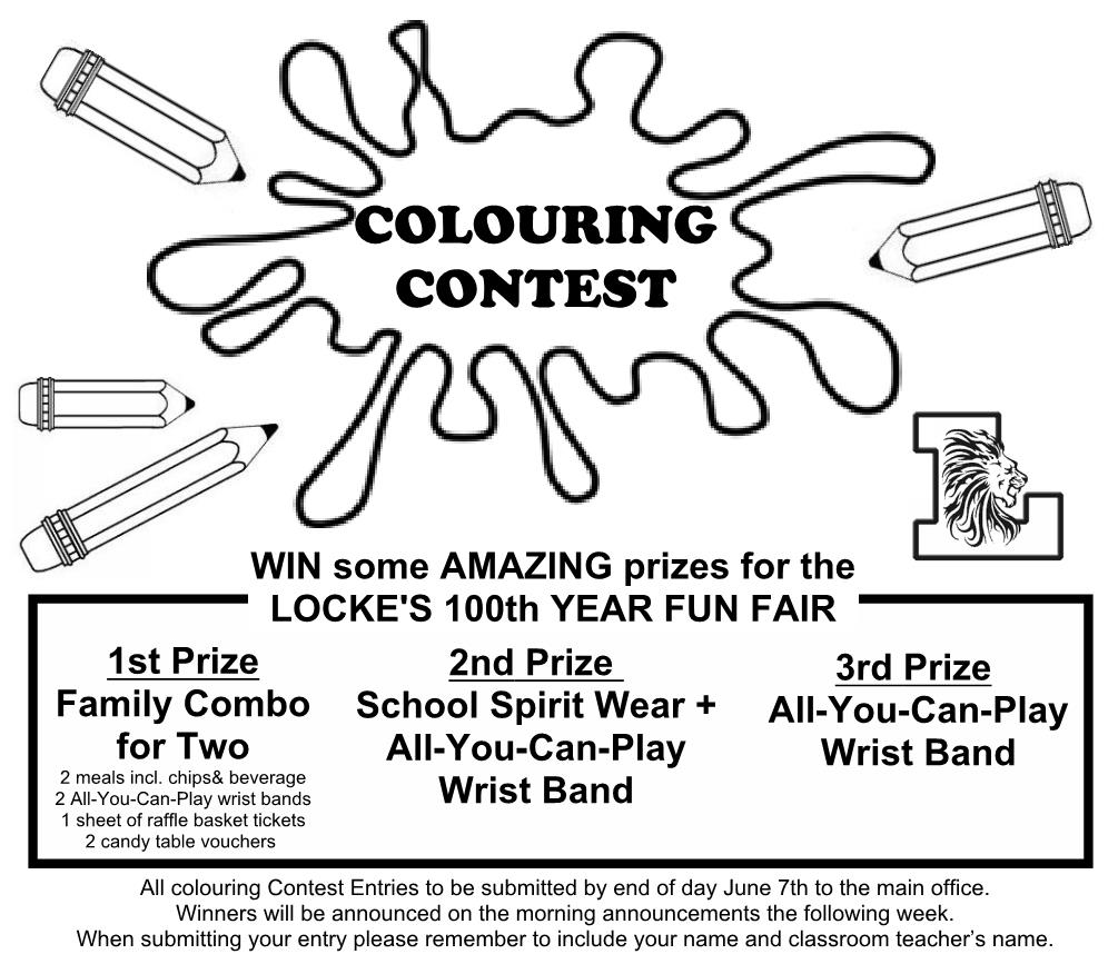 LockesPVA's tweet photo. In case you haven't heard..... there are some awesome prizes to be won by entering the @Lockes22 Centennial Fun Fair Colouring Contest! Colouring sheets available in the main office! #LockesPride #Lockes100years #LockesCentennial https://t.co/L8JzTDVhcU
