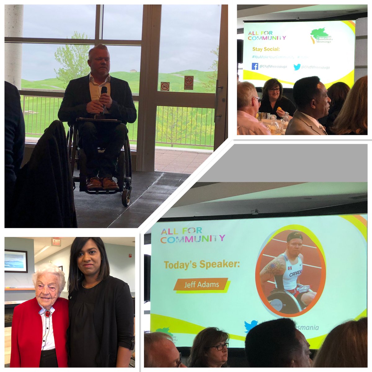 All community had Jeff Adams as a speaker. Jeff Adams story is inspiring,it was a pleasure hearing his story.A Canadian Paralympian &amp; six time world champion in wheelchair sports.Plus had a few words with Hazel McCallion,what an honour.She is amazing!@AW_Schellenberg
