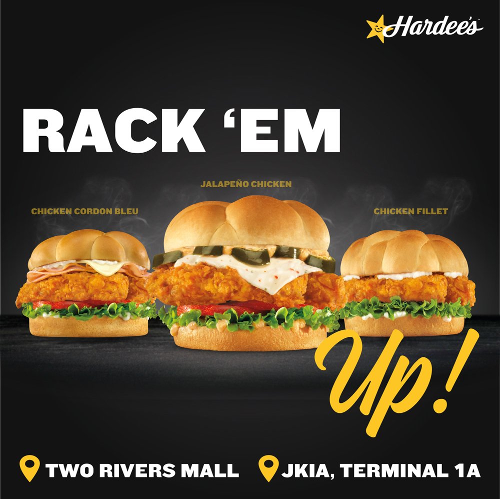 HardeesKenya's tweet photo. When you’ve got the craving for Chicken in a Bun, our Hardee’s® Hand-Breaded Chicken Sandwiches ain’t kidding around! 😉⭐🍗⭐🍔⭐🍟😋

Locations: 🏬 @TwoRivers_KE ✈️ #JKIATerminal1A (24h)

🛵 Deliveries @UberEats >> https://t.co/9f7VTIRWti

♥#Thursday ♥#Chicken ♥#HardeesKenya https://t.co/FyYxcRPMUd