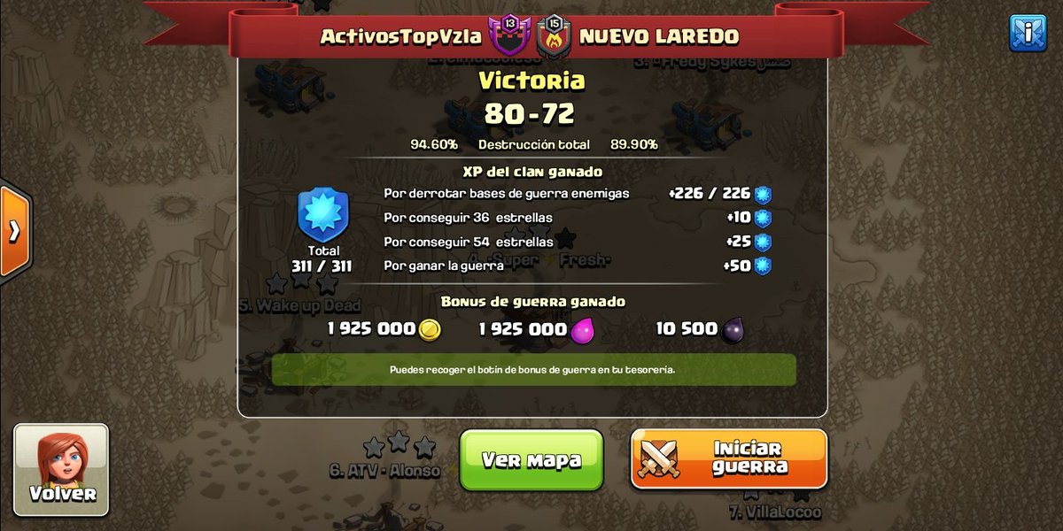 ActivosTopVzla's tweet photo. Buena guerra de @cocpotluck  vs los muchachos de @NuevoLaredoClan felicitaciones a ambos clanes en especial a los nuestros
#GoATV
#WarNoDip
#CocPotluck https://t.co/SwqTAxO96j