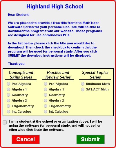 MathTutor_Soft's tweet image. We are offering a free program in our MathTutor Grades 6-12 series to students at any school that places a link to our website (mathtutor.com ) on the school's website. If interested contact us at: freetitle@mathtutor.com. See below. #mathdept #iteachmath