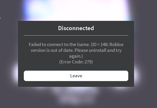 Roblox Code Error 279