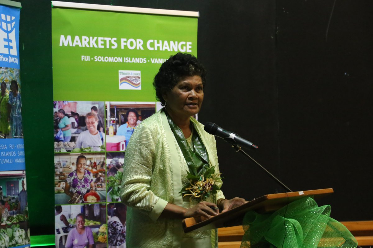 AusHCFJ's tweet photo. A great honour to launch the #Markets4Change video last night, part of the Pacific Womenβs Economic Empowerment Regional Learning Forum. Australiaβs proud to support #PacificWEE which is fundamental to driving national growth and reducing poverty in communities and households https://t.co/yyCJ4n80Np