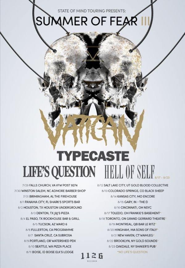 TheDailyTuneUS's tweet image. VATICAN ANNOUNCE SUMMER 2019 TOUR DATES WITH TYPECASTE, LIFE’S QUESTION &amp;amp; HELL OF SELF
#vatican #typecaste #hellofself #lifesquestion thedailytune.com/2019/05/29/vat…